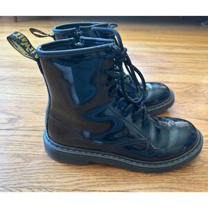 Dr. Martens 1460 Y Combat Boots Unisex Black Patent Leather Side Zip Size M5/L6